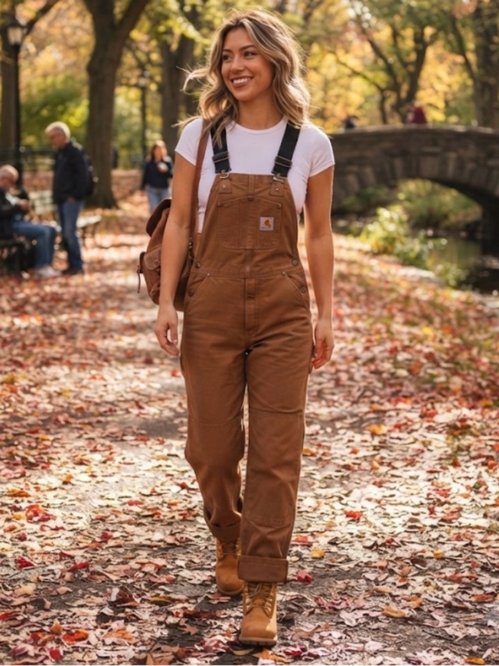 Carhartt Brown Duck Bib Overalls Youth  Size 16 women’s small Durable Workwear